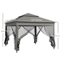 Outsunny 11' x 11' Pop Up Canopy 2-Tier Soft Top Shelter Event Tent w/ Netting Carry Bag for Patio Backyard Garden, Dark Grey(m-3)