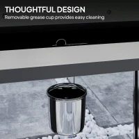 Outsunny 4+1 Burner Liquid Propane Gas Grill Outdoor Portable BBQ with Side Burner, Warming Rack, Side Shelf, Storage Cabinet, Thermometer, 4 Wheels, Tank Holder, Silver(m-9)