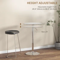 HOMCOM Adjustable Bar Table for 2, Round Pub Table with PE Rattan Top and Steel Base for Home Bar, Small Dining Room, Grey(m-4)