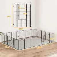 PawHut Dog Playpen for Indoor Outdoor, 24 Panels 44.5" H Puppy Playpen with Lockable Door, DIY Shape Pet Exercise Fence, Black(m-3)