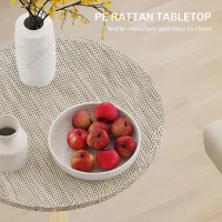 HOMCOM Adjustable Bar Table for 2, Round Pub Table with PE Rattan Top and Steel Base for Home Bar, Small Dining Room, Grey(m-6)