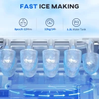 HOMCOM Portable Ice Maker Countertop with Handle, Self Cleaning Ice Maker Machine with Scoop and Basket, 26lbs/24Hrs, Black(m-4)