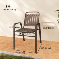 Outsunny Stackable Outdoor Dining Chairs Set of 4, for Patio, Balcony, Deck, Garden, Dark Brown(m-3)