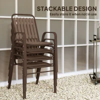 Outsunny Stackable Outdoor Dining Chairs Set of 4, for Patio, Balcony, Deck, Garden, Dark Brown(m-5)