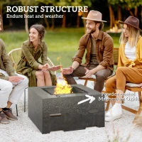 Outsunny Fire Pit with Fire Poker, Wood Burning Firepit for Outside with Mesh Lid, Magnesium Oxide Stone Texture, Charcoal Grey(m-6)
