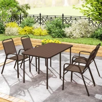 Outsunny Stackable Outdoor Dining Chairs Set of 4, for Patio, Balcony, Deck, Garden, Dark Brown(m-10)