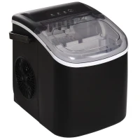 HOMCOM Portable Ice Maker Countertop with Handle, Self Cleaning Ice Maker Machine with Scoop and Basket, 26lbs/24Hrs, Black(m-11)