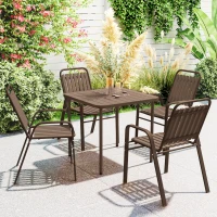 Outsunny Stackable Outdoor Dining Chairs Set of 4, for Patio, Balcony, Deck, Garden, Dark Brown(m-1)