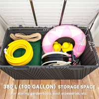 Outsunny 100 Gallon HDPE Outdoor Storage Box, Waterproof and Lockable Deck Box for Garden Tools and Pool Accessories(m-4)