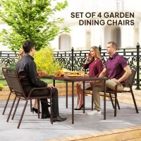 Outsunny Stackable Outdoor Dining Chairs Set of 4, for Patio, Balcony, Deck, Garden, Dark Brown(m-4)