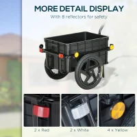 Aosom Multi-Functional Bike Trailer Steel Large Bike Luggage Cart Carrier Grey(m-7)