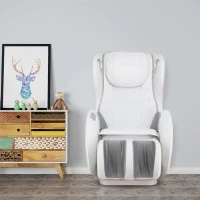 BOSSCARE SL Massage Chair with Bluetooth Speaker, Armrest Control, Heat Therapy, Full Body Shiatsu Recliner, 46" L x 26" W x 41" H, White+Gray(m-1)