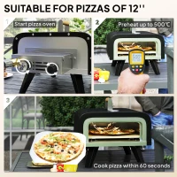Outsunny Outdoor Tabletop Gas Pizza Oven with 12" Stone and Peel, Portable Pizza Oven Maker with Thermometer, Foldable Legs, Handle, Gas Hose and Regulator, Black(m-4)