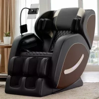 Massage Chair Recliner with Zero Gravity, Full Body Air Pressure, Lumbar and Leg Heating, Bluetooth Audio, 51.5" L x 28.5" W x 39" H, Brown(m-1)