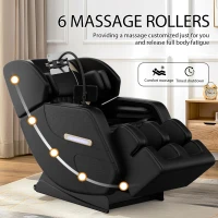 Massage Chair Recliner with Bluetooth Audio, Zero Gravity, Full Body Air Pressure, Heating Function, 51" L x 28" W x 40" H, Black(m-6)