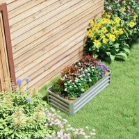 Outsunny Galvanized Raised Garden Bed, Outdoor Planter Box for Vegetables, Flowers, Herbs, 4' x 2' x 1', Silver(m-12)