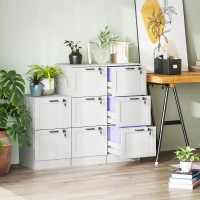 HOMCOM Vertical Filing Cabinet with 3 Drawers, Lock, File Cabinet for Home Office, A4 and Letter Size Files, White(m-1)