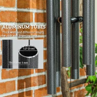Outsunny 45" Wind Chimes Outdoor Deep Tone Wind Chime with 6 Aluminum Tubes and Hook for Patio, Yard, Garden Decor, Dark Grey(m-5)