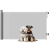 PawHut Retractable Dog Gate Extends Up to 55" Wide, 34" Tall, for Stairs, Doorways, Hallways, Indoor and Outdoor, Grey(m-11)