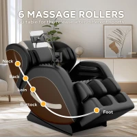 Massage Chair Recliner with Zero Gravity, Full Body Air Pressure, Lumbar and Leg Heating, Bluetooth Audio, 51.5" L x 28.5" W x 39" H, Brown(m-6)