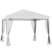 Outsunny 10' x 10' Outdoor Pop-Up Canopy with Sidewalls, Mesh Walls, Instant Setup for Party, Events, Patio, Lawn, Cream White(m-1)