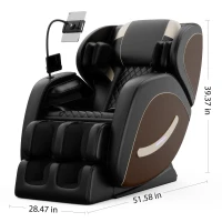 Massage Chair Recliner with Zero Gravity, Full Body Air Pressure, Lumbar and Leg Heating, Bluetooth Audio, 51.5" L x 28.5" W x 39" H, Brown(m-3)