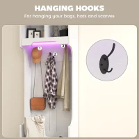 HOMCOM 3-in-1 Hall Tree with LED Lights and Bench, Coat Rack with Shoe Storage, White Wood Grain with Light(m-6)