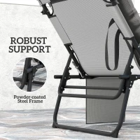Outsunny Folding Lounge Chair with Adjustable Canopy, 4-Position Outdoor Tanning Chair with Headrest, Light Grey(m-9)