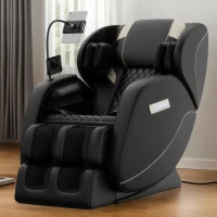 Zero Gravity Massage Recliner with Heating Functions, Full Body Air Pressure, Bluetooth Audio, Adjustable Footrest, 51.5" L x 28" W x 39" H, Black(m-1)
