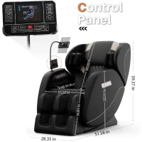 Zero Gravity Massage Recliner with Heating Functions, Full Body Air Pressure, Bluetooth Audio, Adjustable Footrest, 51.5" L x 28" W x 39" H, Black(m-3)