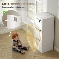 HOMCOM Vertical Filing Cabinet with 3 Drawers, Lock, File Cabinet for Home Office, A4 and Letter Size Files, White(m-7)