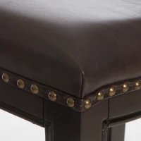 Set of 2 Contemporary Studded Counter Stools with Nailhead Accents Rubberwood Saddle Seat, 18.5" L x 12" W x 26" H, Brown(m-6)