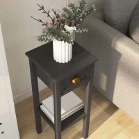HOMCOM 2-Tier Side Table with Drawer and Shelf, End Table for Living Room and Hallway, Coffee(m-7)