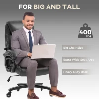 Vinsetto Big and Tall Office Chair, 400 lbs, Executive Computer Chair with PU Leather, Adjustable Height, Black(m-4)