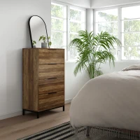 HOMCOM Dresser for Bedroom, 4 Drawer Dresser Tower, Chest of Drawers for Hallway, Entryway, Closet, Natural(m-8)