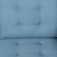 3-Seater Sofa with Button Tufted Waffle Stitch and Rubberwood Legs, 83" L x 33.5" W x 35.5" H, Blue(m-5)