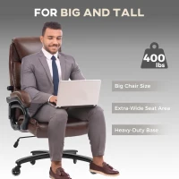 Vinsetto Big and Tall Office Chair, 400 lbs, Executive Computer Chair with PU Leather, Adjustable Height, Brown(m-4)