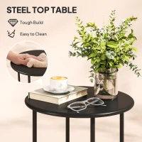 Outsunny Rattan Bistro Set, 3 Pieces Wicker Patio Furniture Set, Acapulco Chairs and Steel Table for Porch, Balcony, Black(m-10)