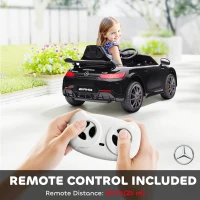 Qaba Mercedes-Benz AMG GTR Licensed 12V Battery Powered Kids Electric Car w/ Remote, Soft Start, Lights, Music Horn, Black(m-7)