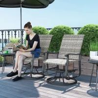 Outsunny Wicker Rattan Swivel Patio Glider Chair Set of 2, Outdoor Glider Chair with Steel Frame, High Back, Armrests, Yellow(m-2)