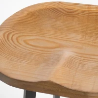 Set of 2 Industrial Barstools with Rust-Finish Iron Frame & Pinewood Seat(m-6)