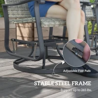 Outsunny Wicker Rattan Swivel Patio Glider Chair Set of 2, Outdoor Glider Chair with Steel Frame, High Back, Armrests, Yellow(m-6)