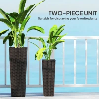 Outsunny Set of 2 Tall Planters for Outdoor Plants with Drainage Holes, Outdoor Flower Pots for Entryway, Patio and Deck(m-4)