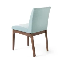 Set of 2 Scandinavian Dining Chairs with Rubberwood Legs, Walnut Finish, Upholstered Chairs for Dining Room, 17.5" L x 23.5" W x 33" H, Mint(m-10)