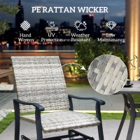 Outsunny Wicker Rattan Swivel Patio Glider Chair Set of 2, Outdoor Glider Chair with Steel Frame, High Back, Armrests, Yellow(m-5)