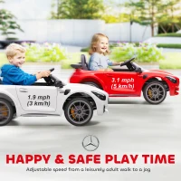 Qaba Mercedes-Benz AMG GTR Licensed 12V Battery Powered Kids Electric Car w/ Remote, Soft Start, Lights, Music Horn, White(m-9)
