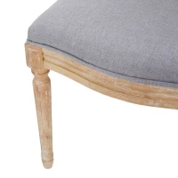 Set of 2 French Country Dining Chairs with Round Backrest and Fluted Legs, 20" L x 25.5" W x 40" H, Light Grey(m-7)