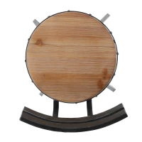 Adjustable Metal Barstool with Wooden Seat, 360° Swivel Design, 17.5" L x 20" W x 39-45" H, Antique Black(m-7)