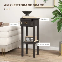 HOMCOM 2-Tier Side Table with Drawer and Shelf, End Table for Living Room and Hallway, Coffee(m-4)