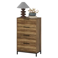 HOMCOM Dresser for Bedroom, 4 Drawer Dresser Tower, Chest of Drawers for Hallway, Entryway, Closet, Natural(m-2)